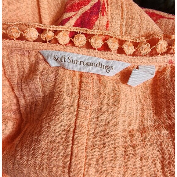 Soft Surroundings Orange Blouse Size PXL Cotton Crochet Accents - Picture 7 of 9